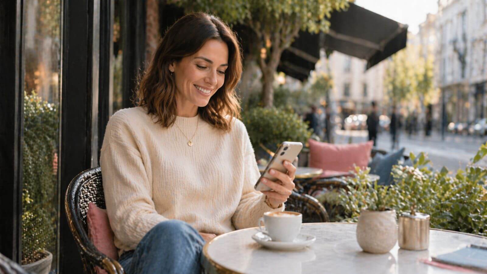 Persona relajada disfrutando de su tiempo fuera de casa